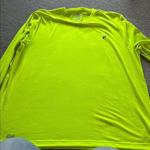 Men’s Fila neon Green Long Sleeve Performance Tee - Picture 5 of 5